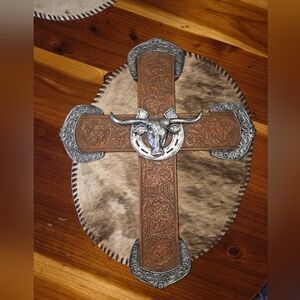 Western Bull Skull Cross Wall Decor 17"x13"x1"